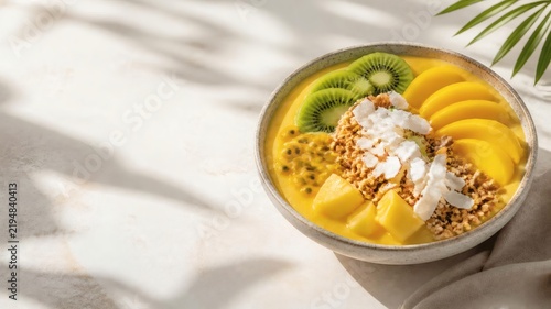 Smoothie bowl with mango and kiwi