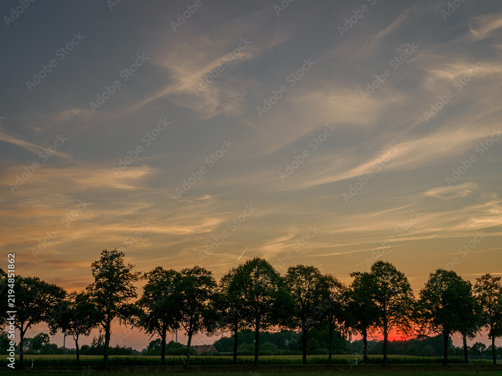 Obraz premium Sonnenuntergang bei Weseke im Münsterland