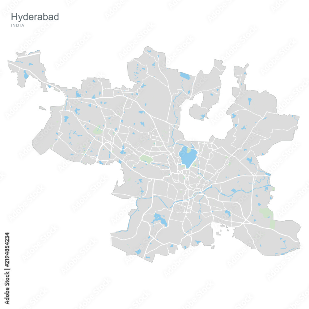 Obraz premium Detailed Map of Hyderabad City, India - Urban Planning and Geographic Overview