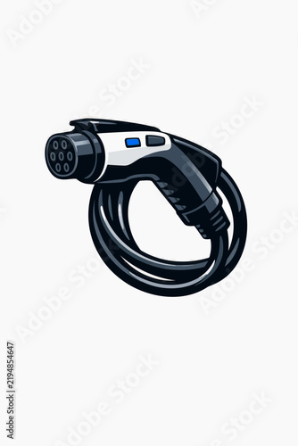 Pixel art electric vehicle charging cable plug