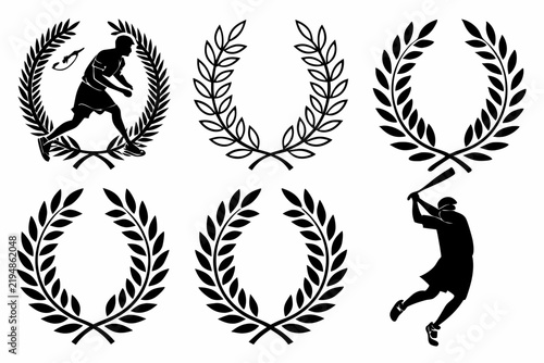 Elegant Botanical Wreath Collection with Laurel Leaf Borders