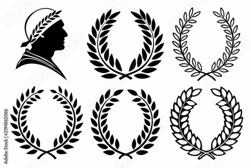 Elegant Botanical Wreath Collection with Laurel Leaf Borders