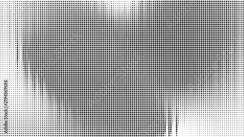 Monochromatic halftone gradient reveals soft central contrast shifting smoothly between concentrated black and fine white dots.