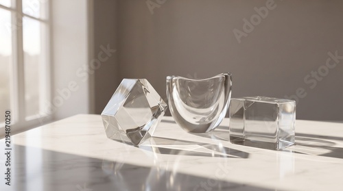 transparent decor crystal sculpture clear home accents modern table centerpieces decorative crystal items luxury interior ornaments minimalist desk decor faceted crystal objects