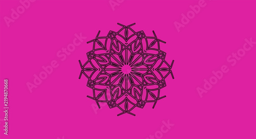 Obraz na plátně Purple mandala geometric pattern on vibrant pink background.