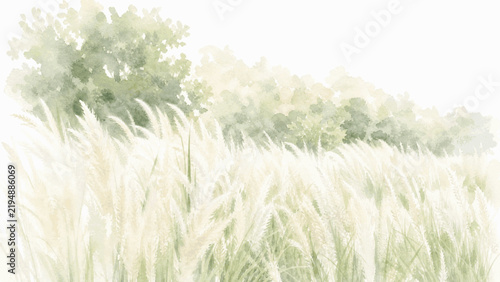 Natural Peaceful Grassland isolated watercolor vector illustration svg
