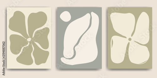 Bild auf Leinwand Set of abstract foliage poster vectors