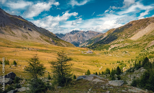 Konstfotografi Panoramic mountain landscape from Col de la Cayolle in the French Alps, France