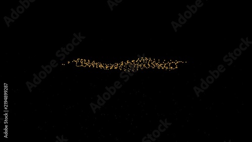 Synchronized drone light show forming abstract glowing wave in night sky