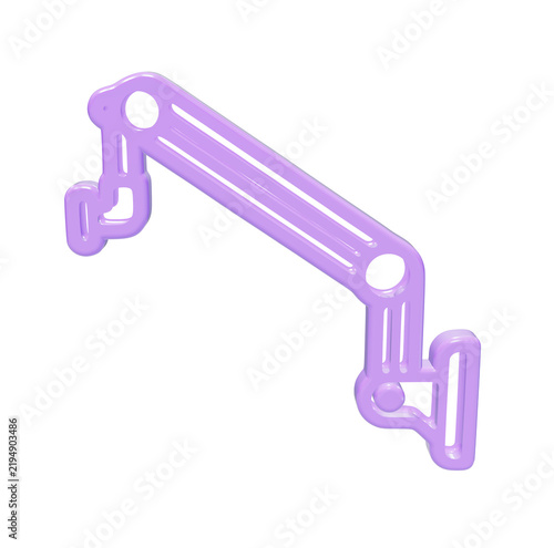 A3d rendered purple microphone boom arm featuring a mechanical articulated suspension stand, isolated on a white background