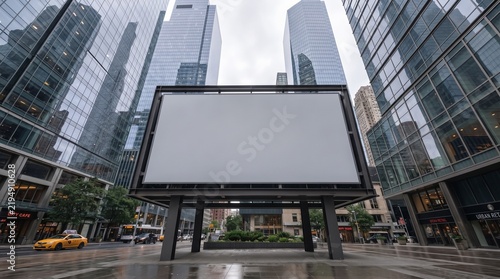 A striking blank billboard mockup set amidst a bustling urban landscape perfect for advertising displays