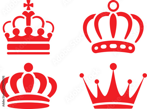 Bild auf Leinwand Crown vector icons set, nine black royal headwear silhouettes, king and queen sy