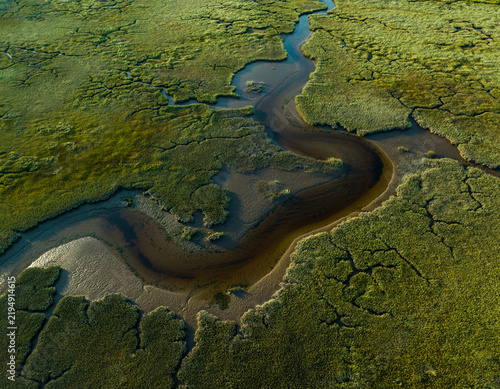 Sinuous Tidal Creek Through Coastal Salt Marsh