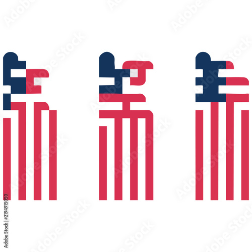 Bald eagle flag icons for national pride and american visual identity.