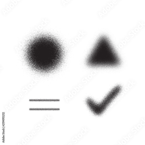 Spray paint shapes with blurred edges on white background