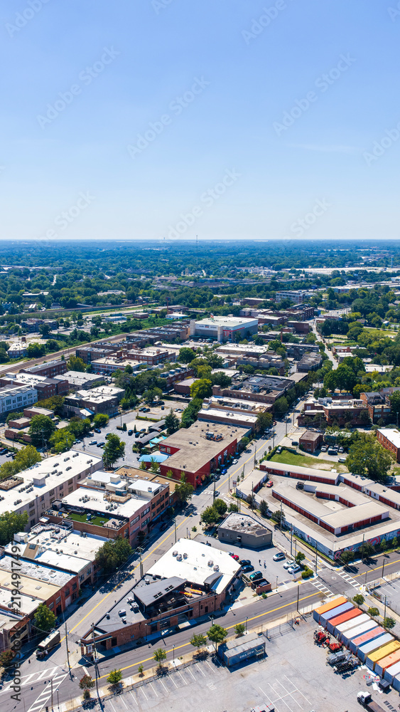 Fototapeta premium Aerial shot of apartments and office buildings in the skyline in Atlanta Georgia USA