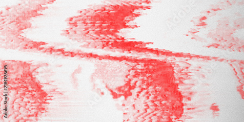 Glitch art background with red static distortion, abstract digital noise texture, vibrant red and white signal interference pattern