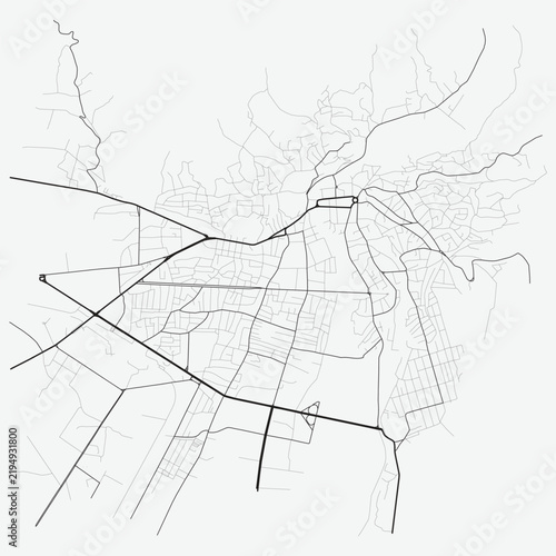 Kutaisi full city street map complete road network vector eps illustration
