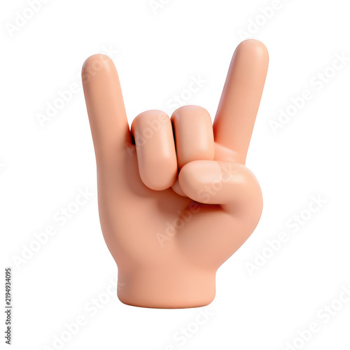 3D Cartoon hand gesture showing rock and roll on transparent background