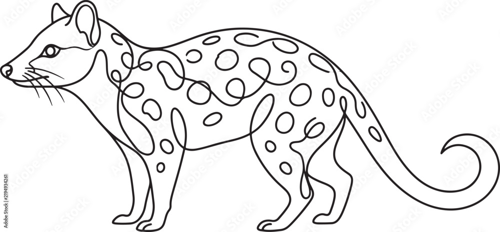 Obraz premium Minimalist continuous line drawing of a spotted wild cat isolated on a white background
