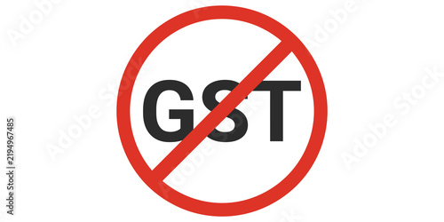 Quadro su tela No GST prohibition sign with text GST and red circle with slash.