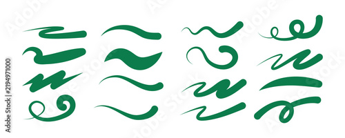 Konstfotografi Hand-Drawn Calligraphy Swash Underlines and Arrow Brush Strokes Green