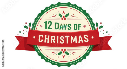 12 days of christmas festive holiday graphic isolated on transparent background