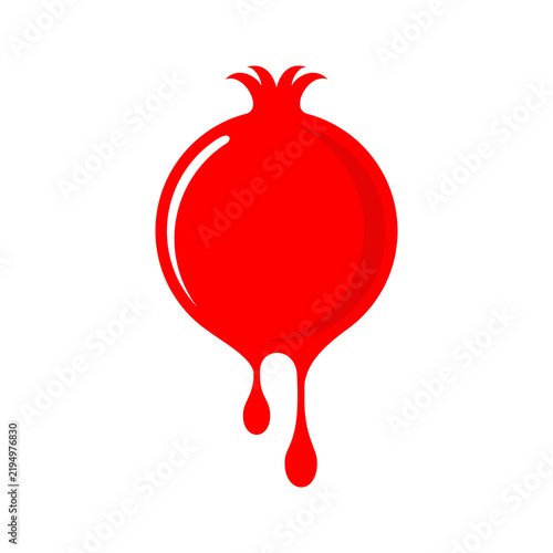 Red pomegranate fruit juice flat design 