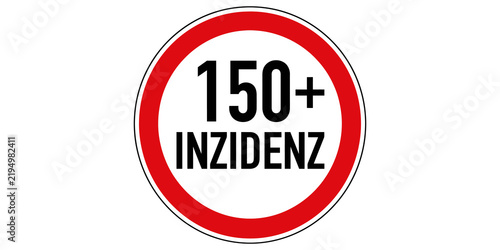 Quadro su tela Speed limit sign with 150 plus incidence number and red circle for warning
