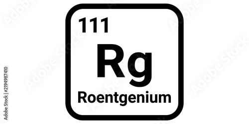 Obraz na płótnie Periodic table element roentgenium with atomic number 111 in black on transparent background
