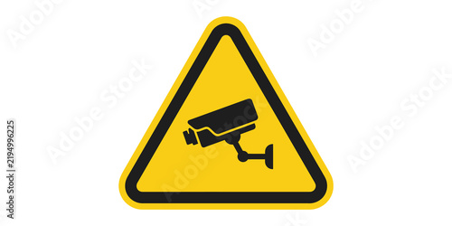Fotografie Warning sign with security camera symbol for surveillance and monitoring area