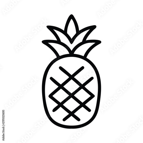 Minimalist pineapple fruit outline drawing on white background for creative organic design.