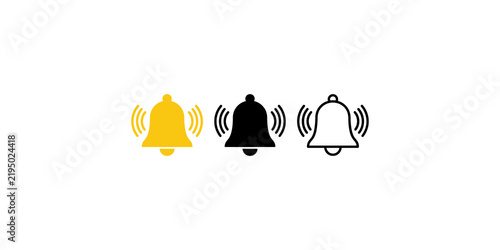 Bild auf Leinwand Notification bells set in yellow and black for alert systems and user interface engagement updates
