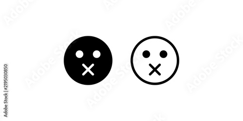 Quadro su tela Silent face emoji icons with muted expression design.