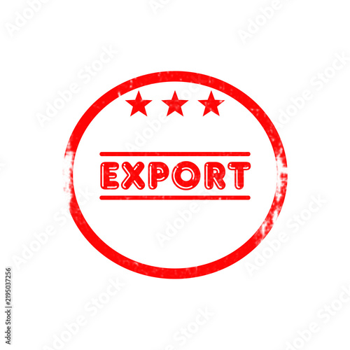 Red circle export stamp design element with three stars for logistics and international trade.