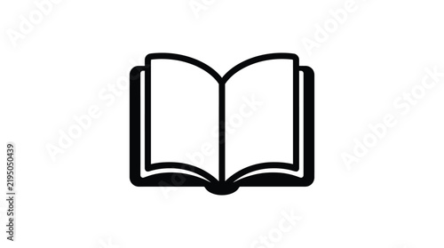 Fotografie Open book with curved pages is depicted as a black silhouette