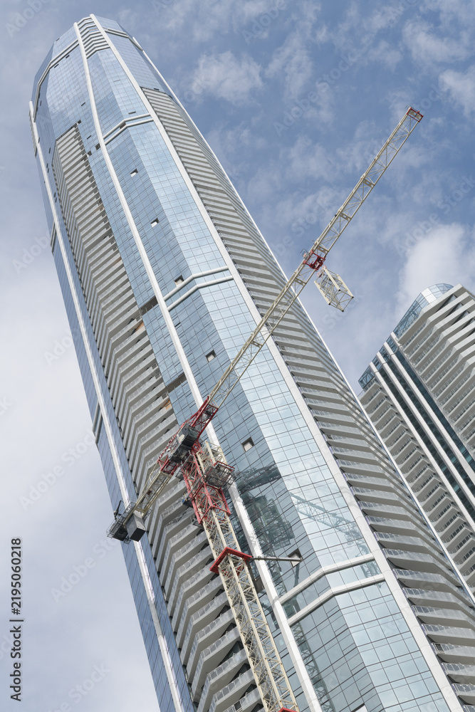 Obraz premium SkyTower at Pinnacle One Yonge, designed by Hariri Pontarini Architects, with contemporary faceted glazed facades, as a primarily residential tower, Toronto