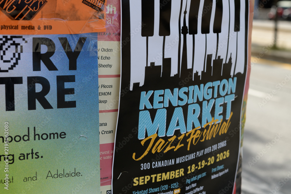Fototapeta premium street posters in Toronto (Kensington Market Jazz Festival 2026)