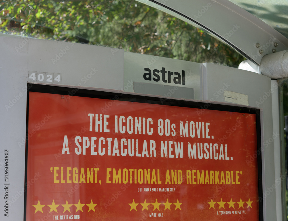 Obraz premium transit shelter with musical theatre promotion poster for The Karate Kid: The Musical, Toronto