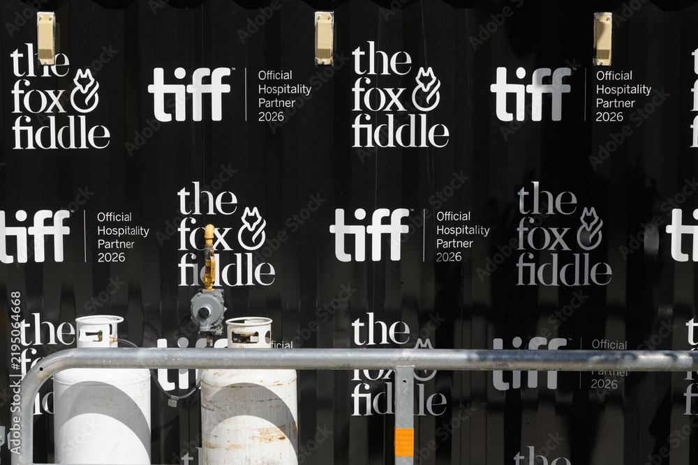 Obraz premium container with signage of the fox & fiddle, official hospitality partner of TIFF, 2026, Toronto