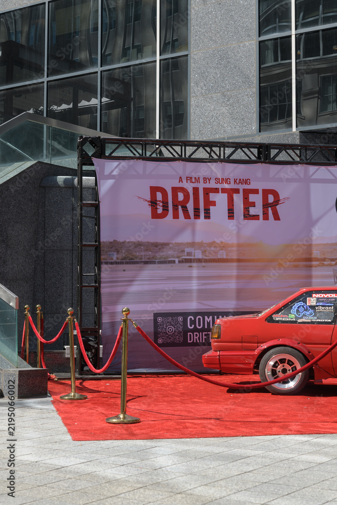 Obraz premium presentation of “Lola,” a Toyota GT-S AE86 Corolla, the signature car in Drifter, a film directed by Sung Kang, at a TIFF 2026 activation in Toronto