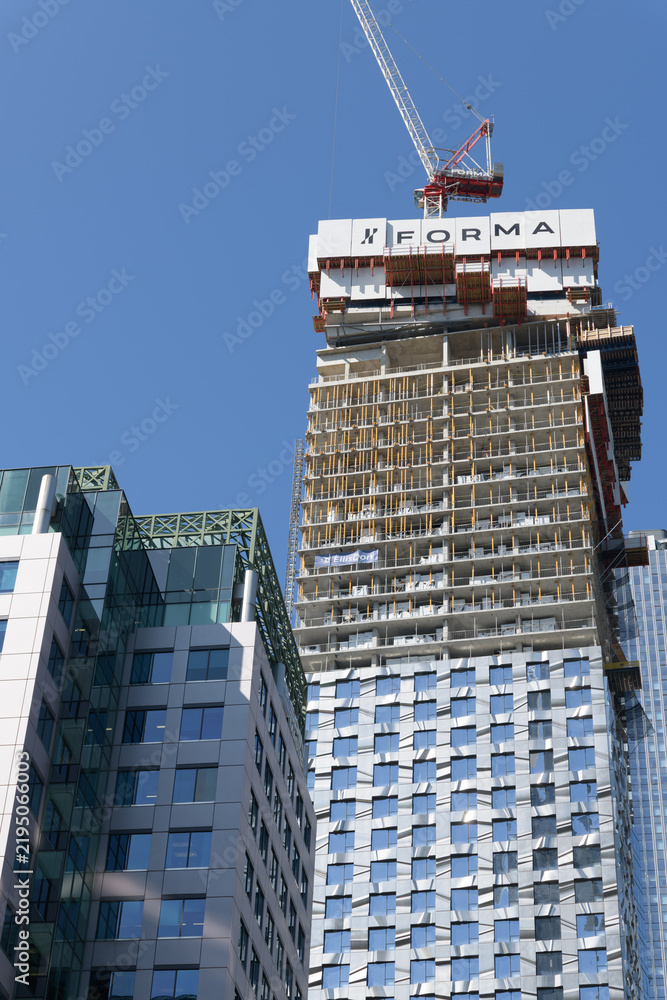 Obraz premium East Tower of FORMA Condos 260 King St W, Toronto - designed by Frank Gehry and David Mirvish, developed by Great Gulf, Dream Unlimited, Westdale Properties