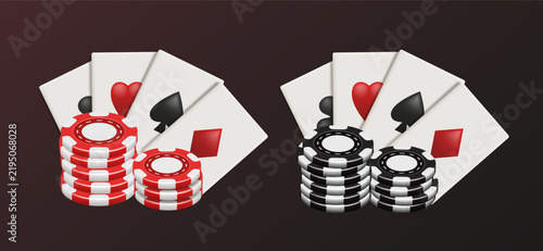Fotografie Playing cards and chips. Vector 3d clipart