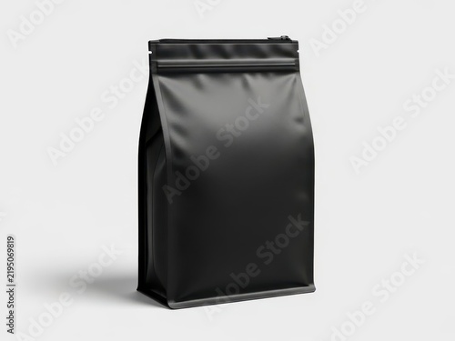 Black resealable standing pouch bag