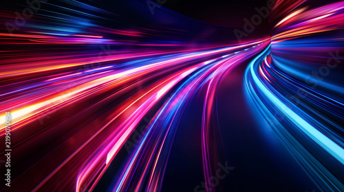 Futuristic Neon Light Trails Highway High Speed Data Transfer Abstract Background