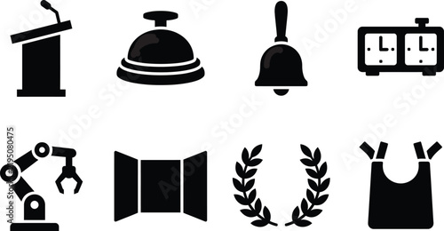 Assorted Object Icons Black Silhouettes