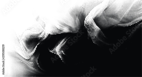 Abstract black halftone texture graphic element isolated on transparent background for creative grunge design and artistic visual overlay project assets.