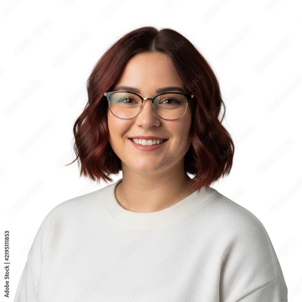 Fototapeta premium Smiling woman with glasses and short hair