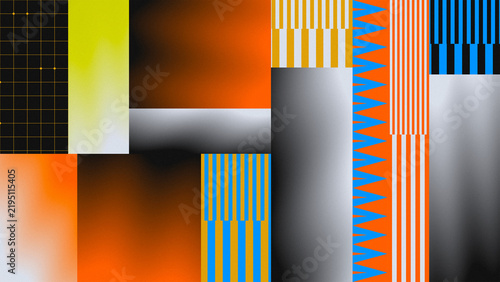 colorful pattern collage mosaic grid stripe zigzag triangle piano key geometric orange blue background banner website header