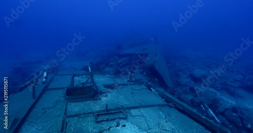  shipwreck scenery underwater ship wreck deep blue water ocean scenery of metal underwater scuba divers to explore